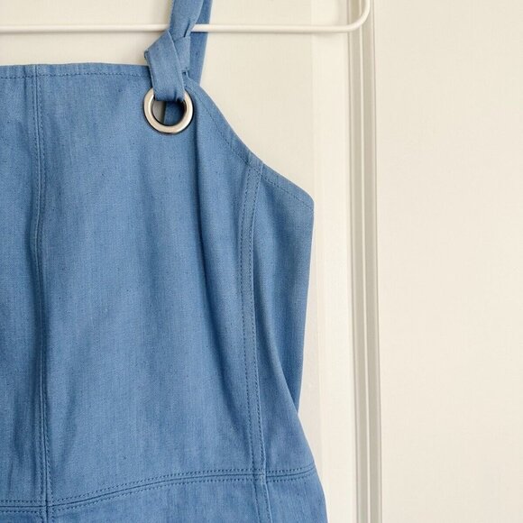 Women's Designer NWT Rag & Bone Pale Blue Suffolk Mini Cotton Denim Dress Sz 4 - Picture 2 of 7